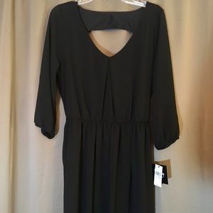 Black chiffon overlay mini dress w/chiffon sleeves